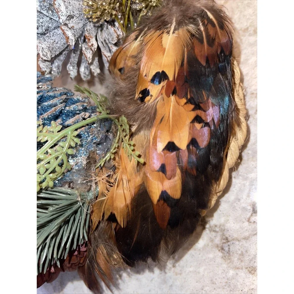 Ring Neck Pheasant Feathers Tails Pelt Down Heart Wreath Taxidermy 15